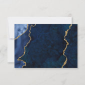 Cartons Réponse Aquarelle Bleu Marbre Agate Géode Mariage Or (Dos)