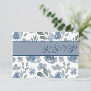 Cartons Réponse Aquarelle bleu rouille Mariage floral