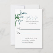 Cartons Réponse Aquarelle bleu vert Feuille Mariage (Devant)