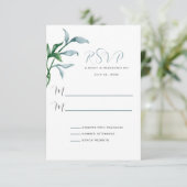 Cartons Réponse Aquarelle bleu vert Feuille Mariage (Debout devant)