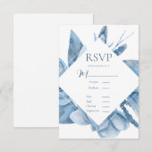 Cartons Réponse Aquarelle bleue Cadre Floral (Devant / Derrière)