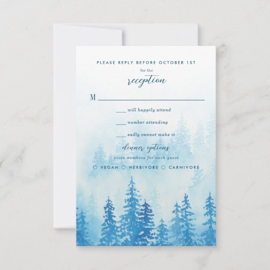 Cartons Réponse Aquarelle bleue Forêt humide (Devant)