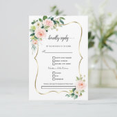 Cartons Réponse Aquarelle Blush Fleurs d'ivoire Mariage or (Debout devant)
