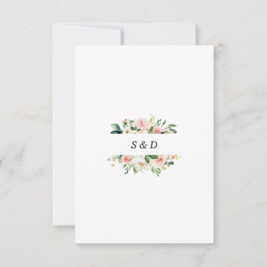 Cartons Réponse Aquarelle Blush Fleurs d'ivoire Mariage or (Dos)