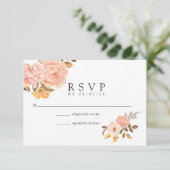 Cartons Réponse Aquarelle Blush rose et or Mariage Floral (Debout devant)