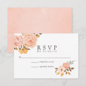 Cartons Réponse Aquarelle Blush rose et or Mariage Floral (Devant / Derrière)
