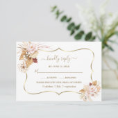 Cartons Réponse Aquarelle Blush Roses Pampas Grass Mariage or (Debout devant)