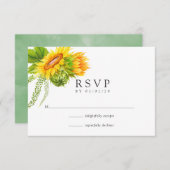Cartons Réponse Aquarelle Bohemian Boho Sunflowers Mariage (Devant / Derrière)