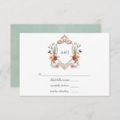 Cartons Réponse Aquarelle Bois Laurel Crest Monogramme Mariage (Devant / Derrière)