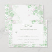 Cartons Réponse Aquarelle Botanique vert et rose (Devant / Derrière)