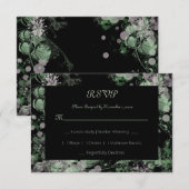 Cartons Réponse Aquarelle Botanique vert et rose (Devant / Derrière)