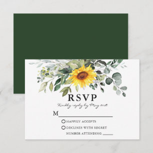 Cartons Réponse Aquarelle Botanique Vert Mariage Tournesol