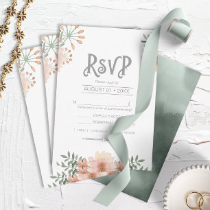 Cartons Réponse Aquarelle Bouquet Mariage Blush ID654