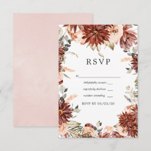 Cartons Réponse Aquarelle Bourgogne et Mariage floral