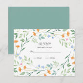 Cartons Réponse Aquarelle Cadre Floral Mixte (Devant / Derrière)