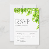 Cartons Réponse Aquarelle Chartreuse Green Fern Feuille Mariage (Devant)