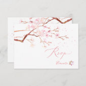 Cartons Réponse Aquarelle Cherry Blossoms Bat mitzvah ✡ (Devant / Derrière)