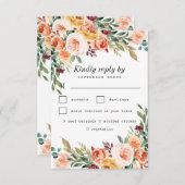 Cartons Réponse Aquarelle choix repas Blush Bourgogne Mariage (Devant / Derrière)