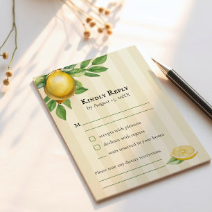 Cartons Réponse Aquarelle Citron Jaune Citrus Russe Mariage