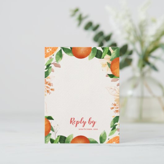 Cartons Réponse Aquarelle Citrus Orange Mariage de automne d'autom (Debout devant)