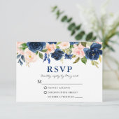 Cartons Réponse Aquarelle Classique bleu rose Mariage (Debout devant)