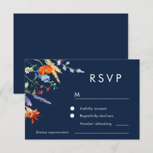 Cartons Réponse Aquarelle colorée Fleur sauvage Mariage de marine