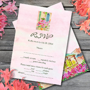 Cartons Réponse Aquarelle colorée Floral Vielle ville Mexique