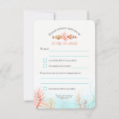 Cartons Réponse Aquarelle corail poisson de mer tropical mariage (Dos)