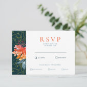 Cartons Réponse Aquarelle de corail bleu Floral Mariage élégant (Debout devant)