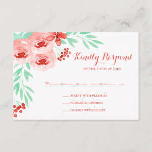Cartons Réponse Aquarelle de corail et de menthe Mariage floral RS