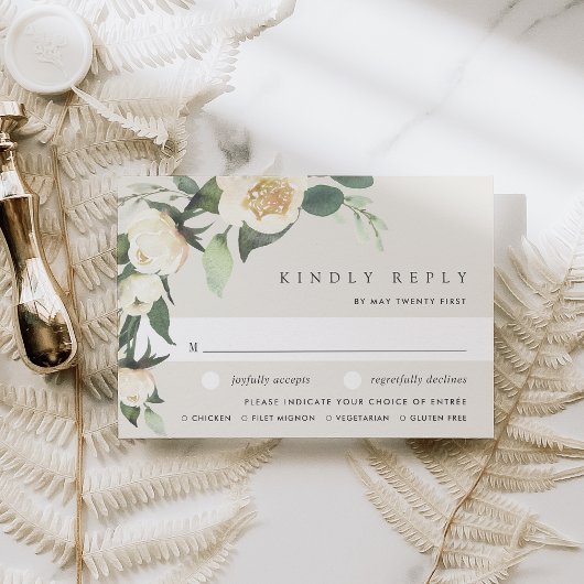 Cartons Réponse Aquarelle de fleurs d'ivoire Floral Mariage Choix 