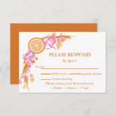 Cartons Réponse Aquarelle de fruits orange d'agrumes Mariage flora (Devant / Derrière)