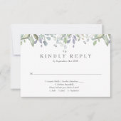Cartons Réponse Aquarelle de verdure Floral Sage Lilac Mariage (Devant)