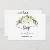 Cartons Réponse Aquarelle Delicé Blanc Floral Mariage (Devant / Derrière)