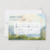 Cartons Réponse Aquarelle du lac Mountain Dusty Blue Entree (Devant)