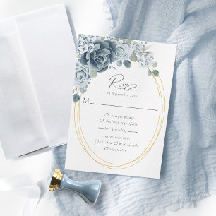 Cartons Réponse Aquarelle Dusty Blue Floral Options Mariage