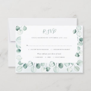 Cartons Réponse Aquarelle Dusty Eucalyptus Feuille Mariage frontal