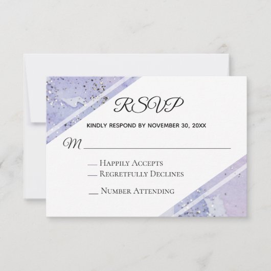 Cartons Réponse *~* Aquarelle Elégant Mariage Parties scintillant  (Devant)