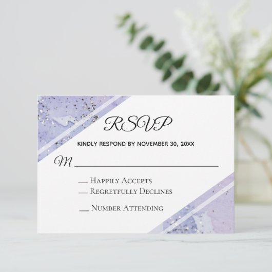 Cartons Réponse *~* Aquarelle Elégant Mariage Parties scintillant (Debout devant)