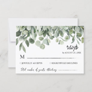 Cartons Réponse Aquarelle Eucalyptus Feuille Mariage vert