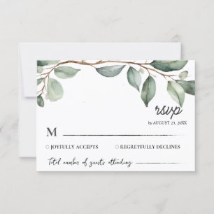 Cartons Réponse Aquarelle Eucalyptus Feuille Mariage vert