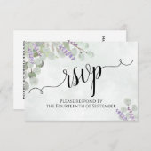 Cartons Réponse Aquarelle Eucalyptus & Lavender Russe Mariage (Devant / Derrière)