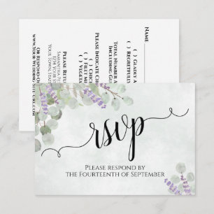 Cartons Réponse Aquarelle Eucalyptus & Lavender Russe Mariage