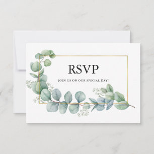 Cartons Réponse Aquarelle Eucalyptus Verdure Mariage Gold Frame