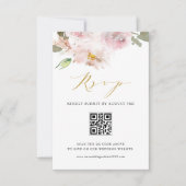 Cartons Réponse Aquarelle féminine Blush Flowers Mariage QR Code (Devant)