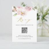 Cartons Réponse Aquarelle féminine Blush Flowers Mariage QR Code (Debout devant)