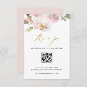 Cartons Réponse Aquarelle féminine Blush Flowers Mariage QR Code (Devant / Derrière)
