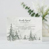 Cartons Réponse Aquarelle Fir Trees Mariage d'hiver (Debout devant)
