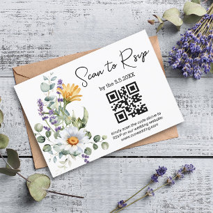 Cartons Réponse aquarelle fleur sauvage code qr mariage tendance c