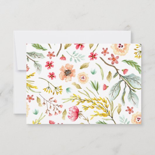 Cartons Réponse Aquarelle fleur sauvage Joli mariage romantique RS (Dos)